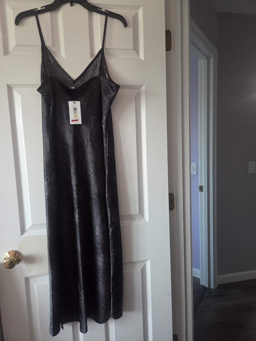 Womens Calvin Klein Jeans Black Satin Midi Slip Dress Size M NWT - Picture 4 of 4